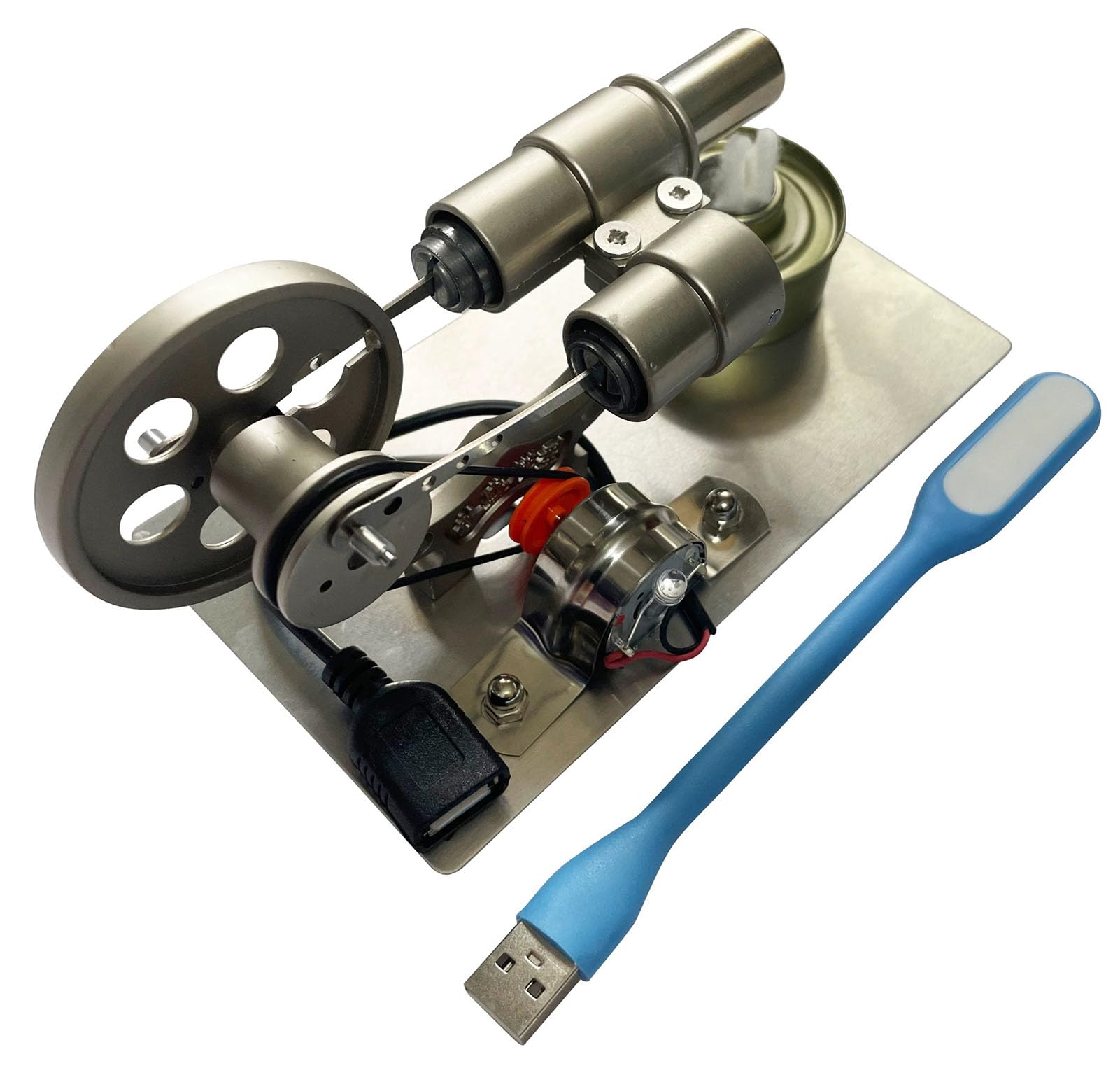 Hot Air Stirling Engine Motor Model,Stirling Engine Kit, Single-Cylinder Metal Stirling Engine External Combustion Engine Motor,DIY Hot Air Engine Gift of Air for Adults Desktop EducationalToy (Grey)-image-7