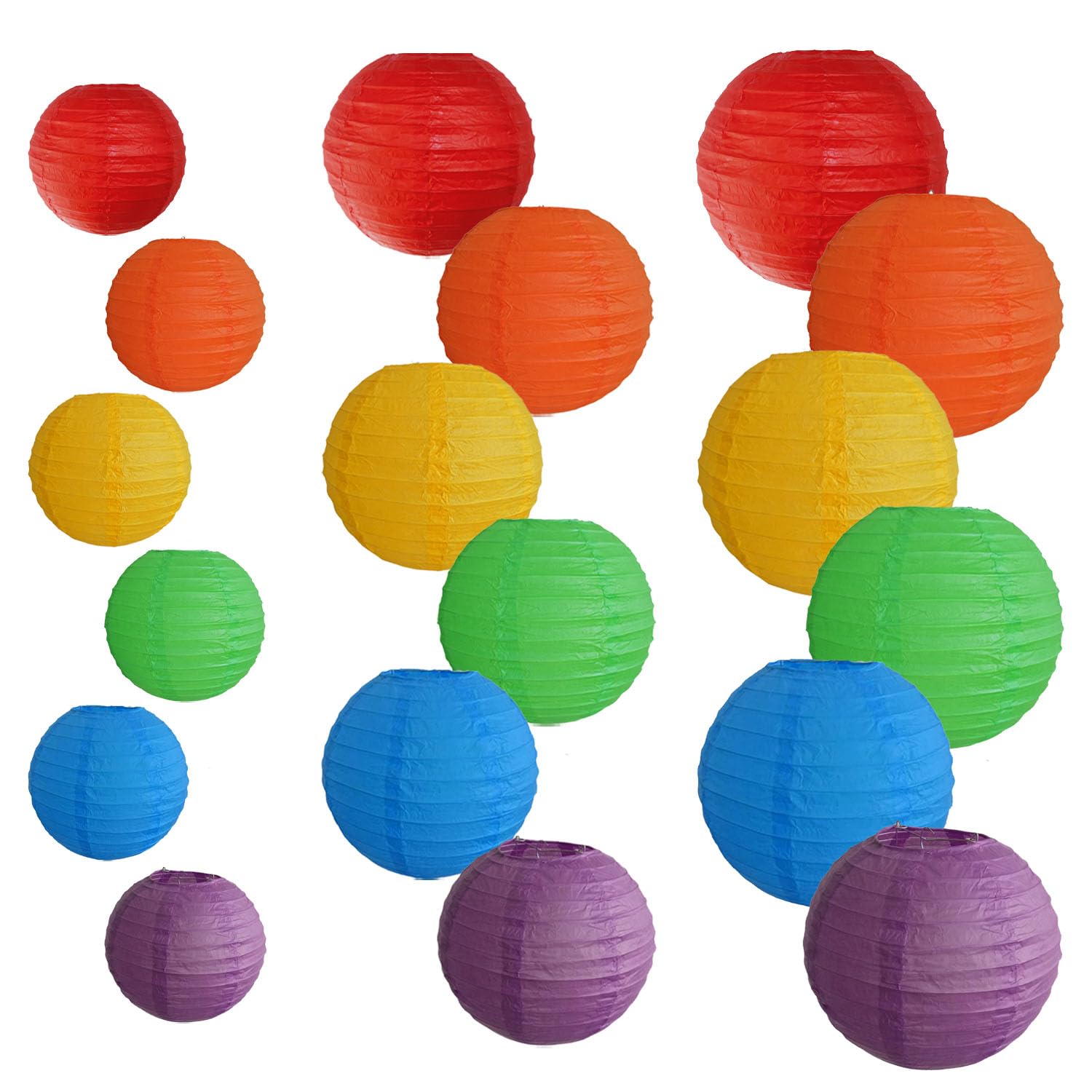 18 lanterne di carta colorate, lanterne di carta, rotonde, cinesi rotonde, paralume in carta dipinta a mano, utilizzato per pittura e decorazione (18 colori)