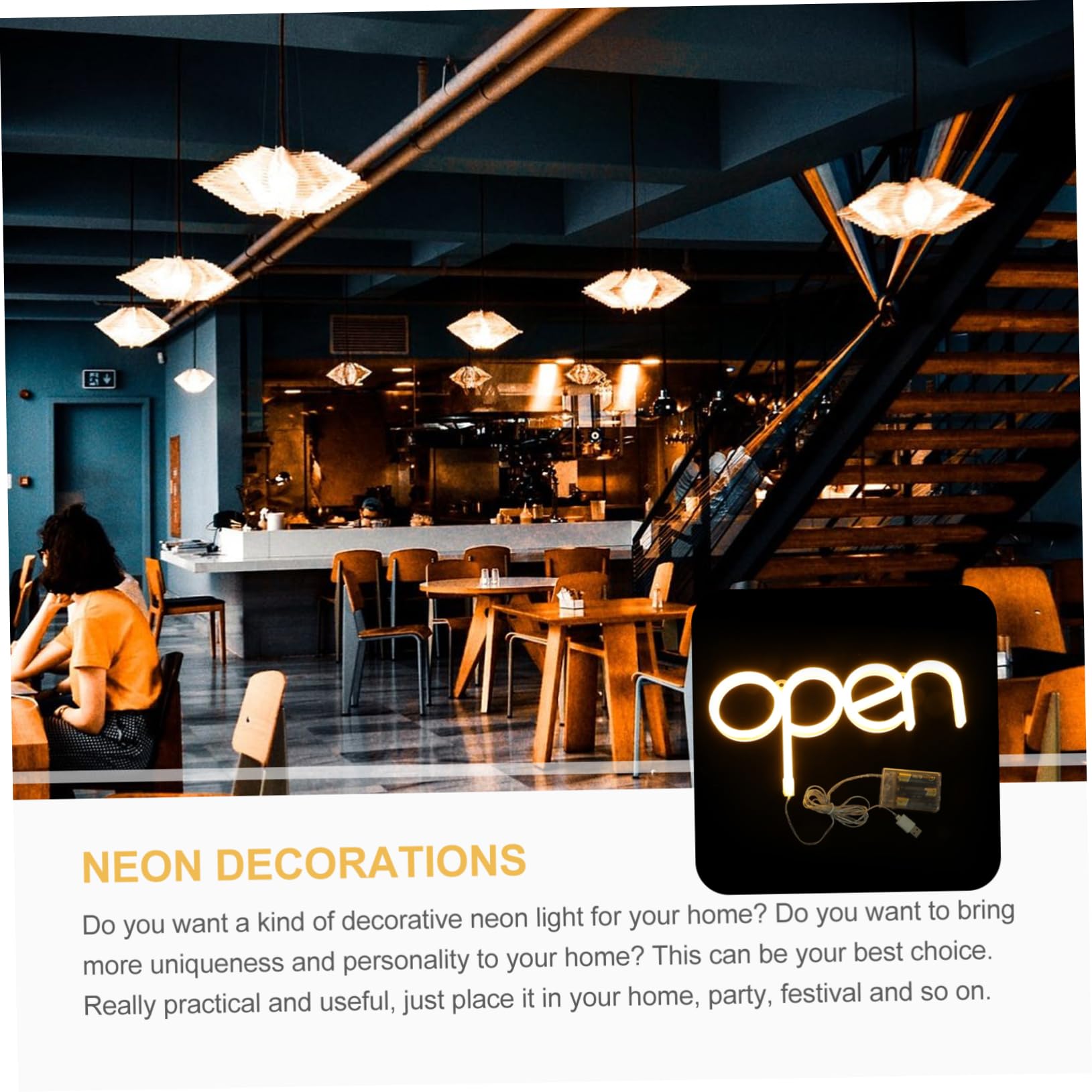 VICASKY Insegna Luminosa LED Aperta da Parete in Pvc Bianco, Ip42