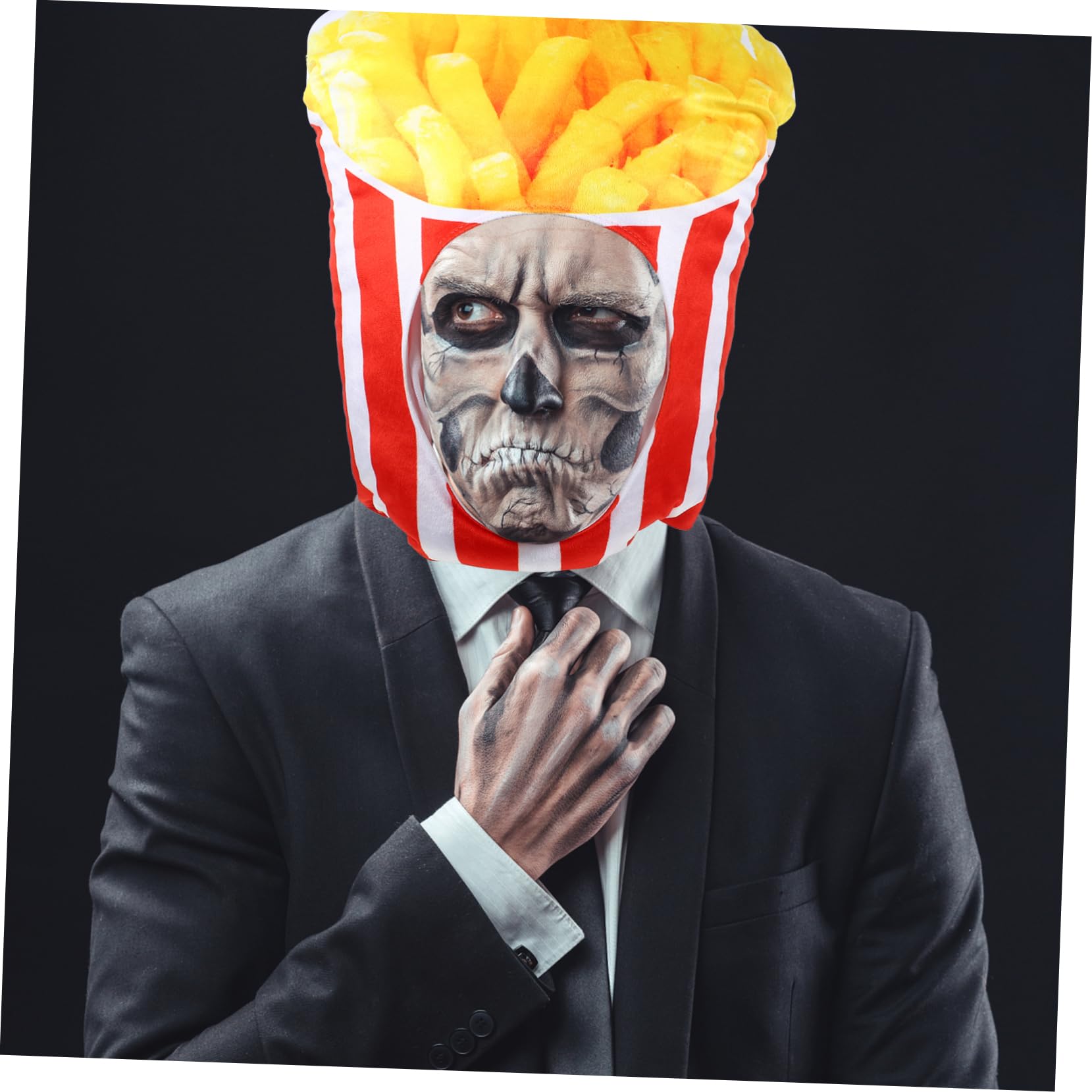 Sombrero de Palomitas de Maíz y Papas Fritas, 2 Piezas | Pp Algodón, Rojo, para Fiestas y Espectáculos, Diseño Cartoon Creativo en Forma de Snacks