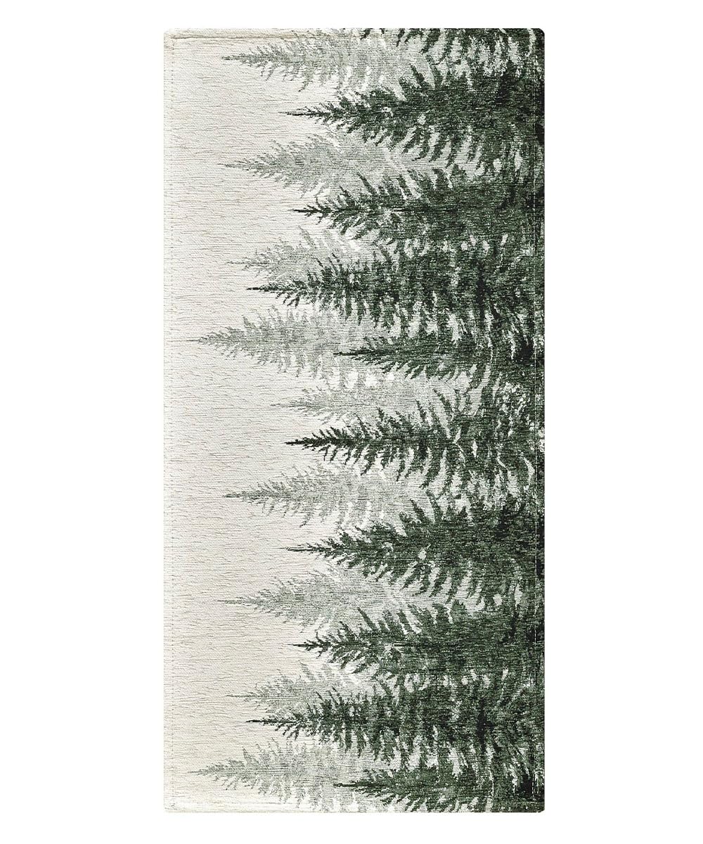 Pierre Tappeti Tappeto ABETI VERDE disegno alberi foresta di montagna, passatoia cucina multiuso lavabile antiscivolo cm.55x140
