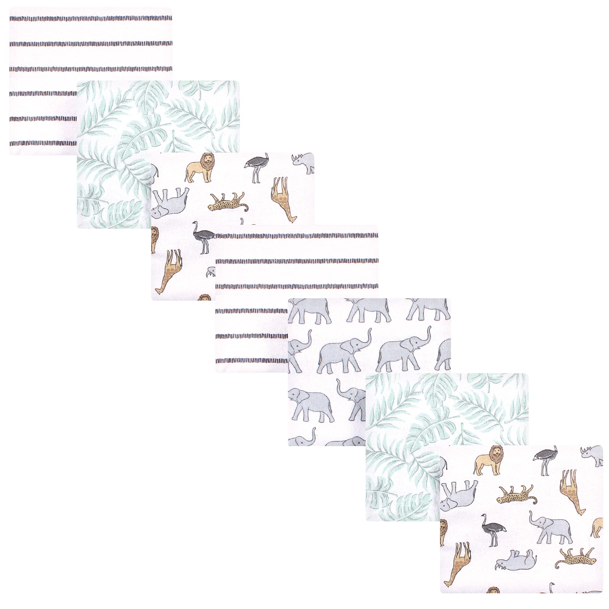 Hudson Baby Unisex Baby Cotton Flannel Receiving Blankets Bundle, Modern Neutral Safari, One Size