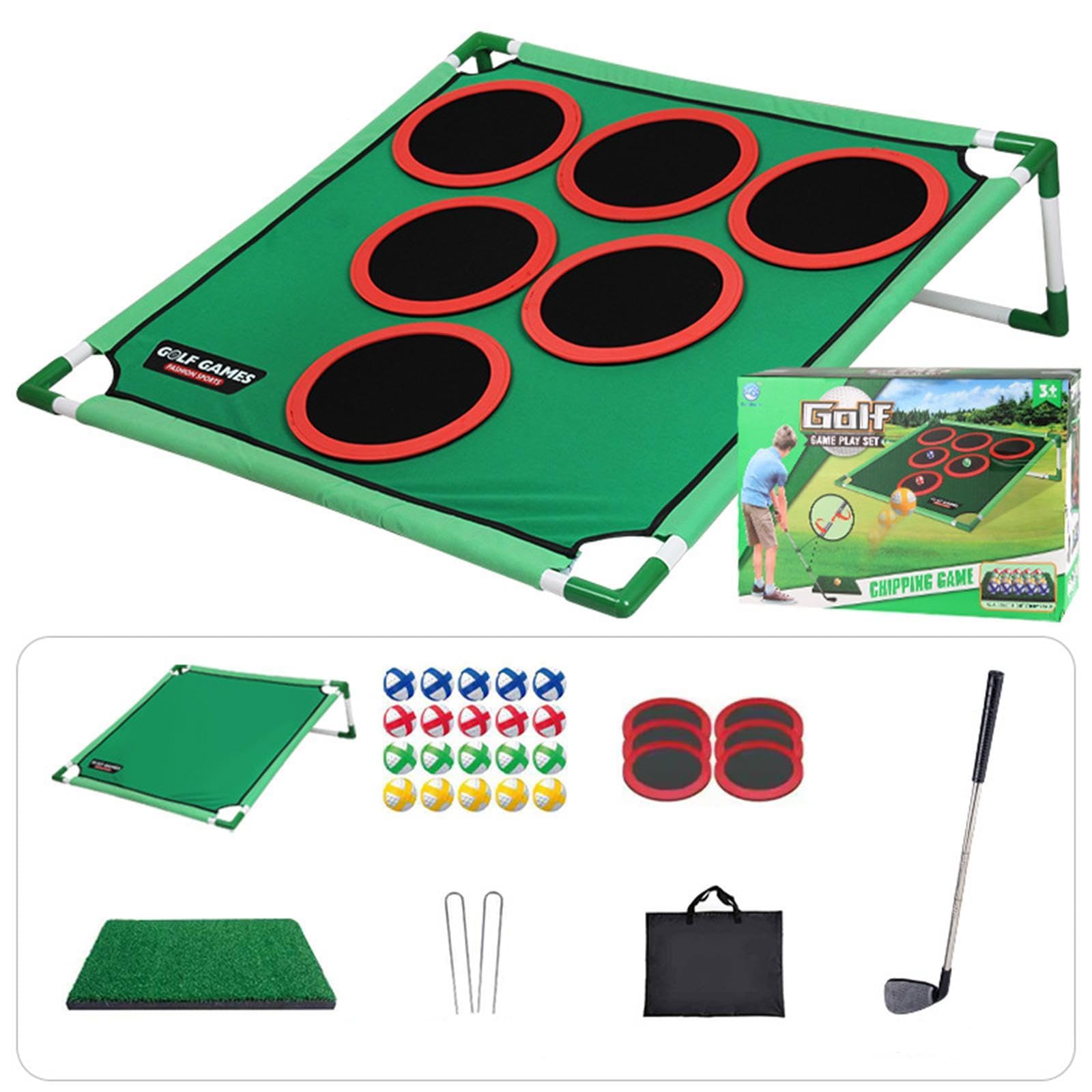 Sharplace Golf Pong Set Golf Putter Green Mat Indoor Outdoor Chipping Practice Game for Kids Party Birthday