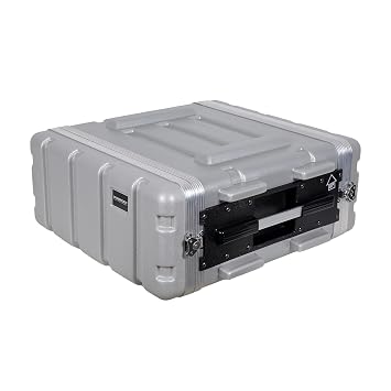 Crossrock Stackable 4U Rack Case, Strong Molded with Heavy Duty Hardware, Standard 19.25 Depth-Silver(CRA8604USL), 4U-Standard