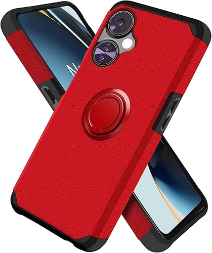 Miniatura 8 de HRWireless Funda compatible con OnePlus Nord N30 5G con soporte de anillo a juego rotación de 360 grados atril híbrido resistente de doble capa a
