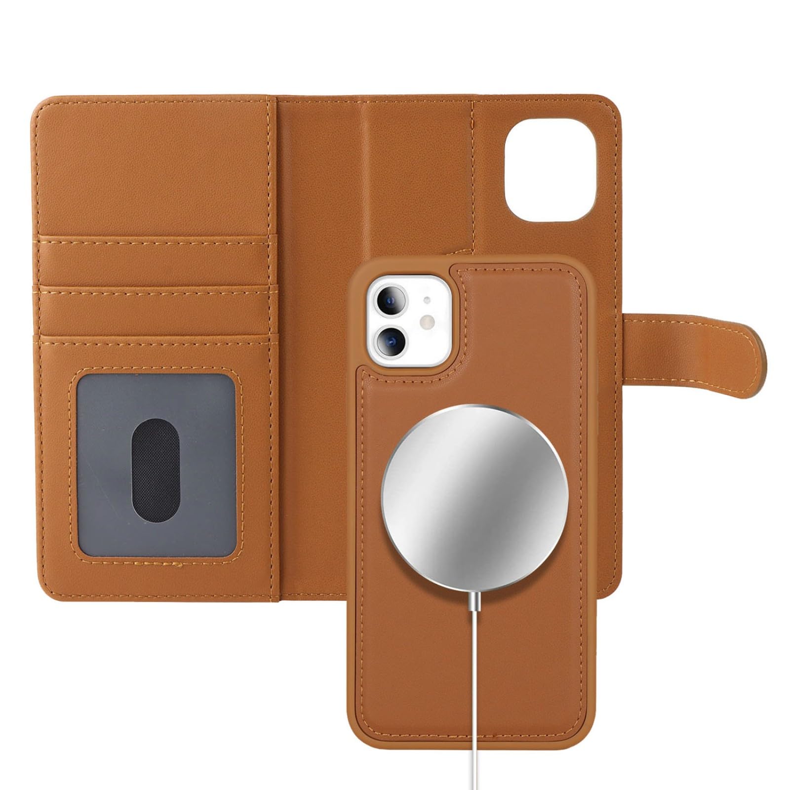 Zouzt for iPhone 11 6.1 Inch Detachable Wallet Case with Card Holder for MagSafe Premium PU Leather 2 in 1 Flip Folio Book Magnetic Stand Protective Phone Cover for iPhone 11
