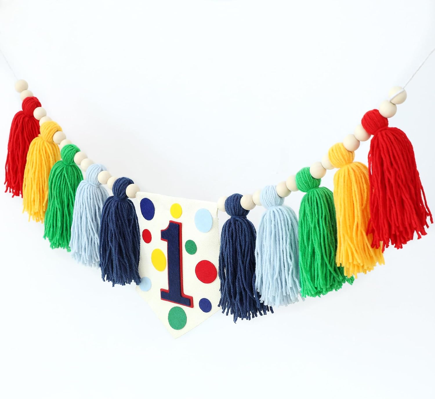 Colourful Rainbow Dot 1st High Chair Banner for Boys Girls Birthday Party Decoration Wall Hanging - Image 6