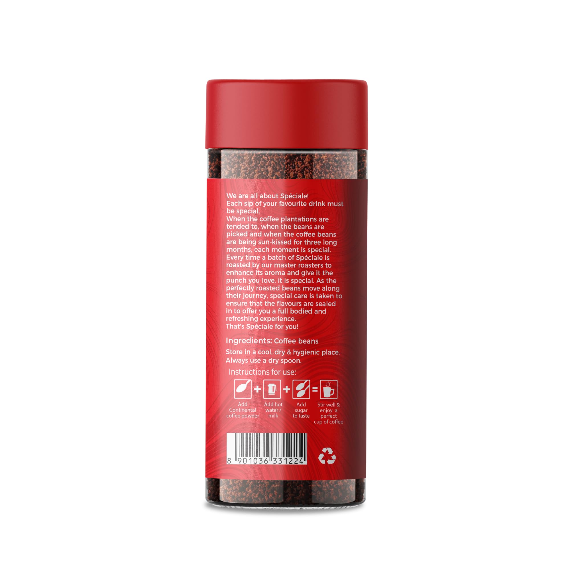 Continental Speciale Instant Coffee | Premium Arabica Blend | 100% Pure Coffee | Smooth & Rich Instant Coffee | Medium Roast | No Added Flavors | 100g Jar - Image 4 thumbnail