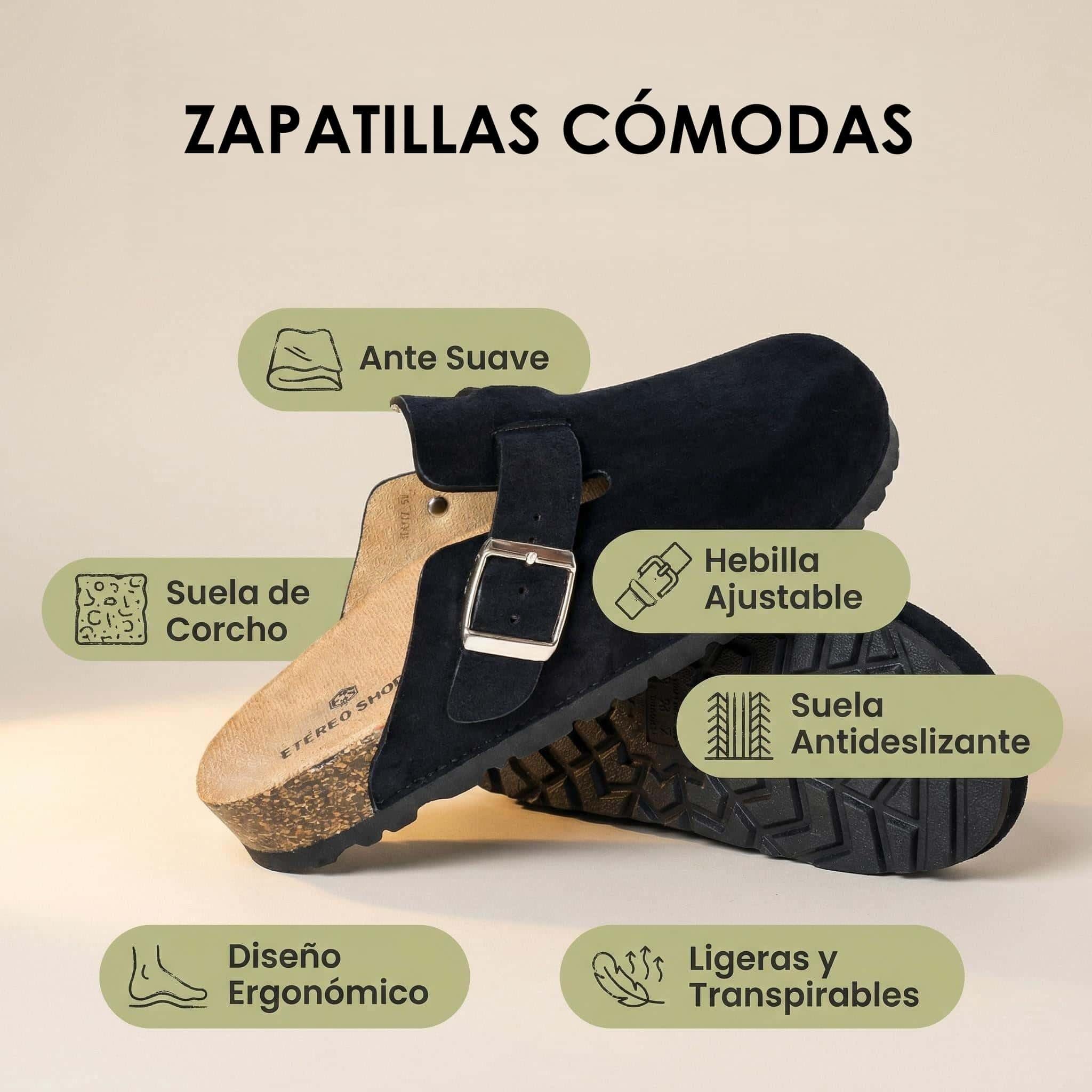 Zuecos Mules Mujer Cómodos de Corcho Cerrados con Hebilla Ajustable Pantuflas Antideslizantes para Casa Trabajo Jardín, Sandalias Casual Negro Marrón Beige 36-41