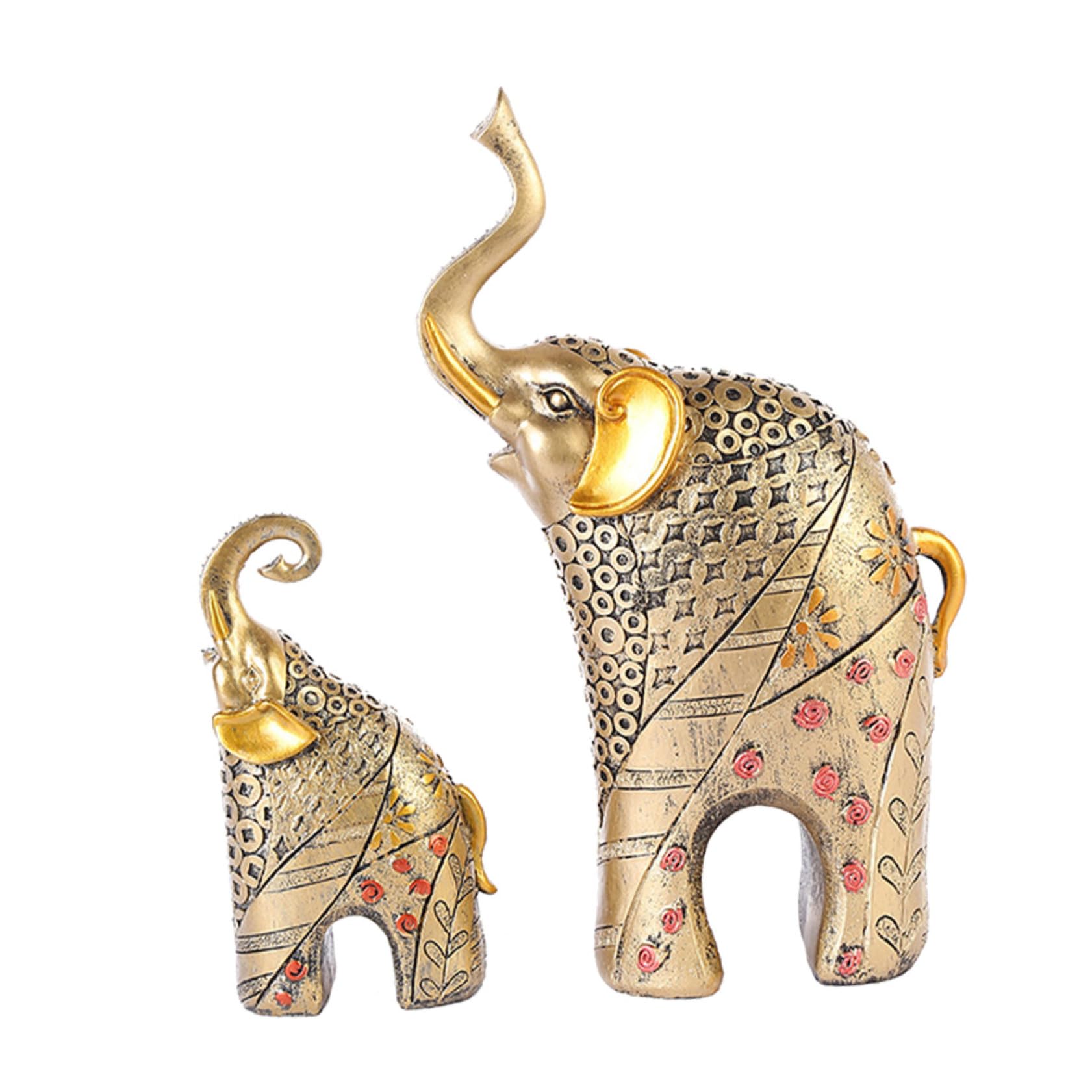 Alipis 2 Pezzi Statua in Resina Di Elefante Portafortuna Decorazione Artigianale Per La Casa Ornamento Feng Shui