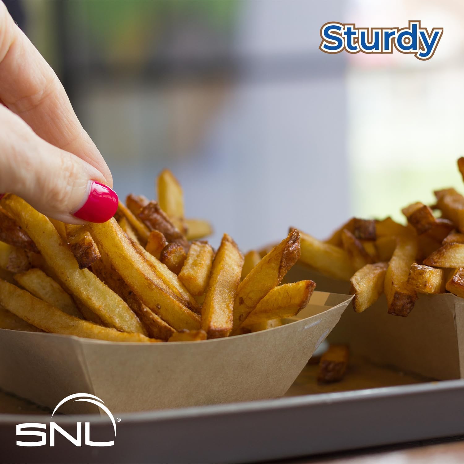 SNL - 3lb - 250 Pack of Eco-Friendly Kraft Paper Disposable Food Trays, Recyclable, Durable, Made in USA, Great for Nachos, Fries, Hot Corn Dogs, Ice Cream and More.