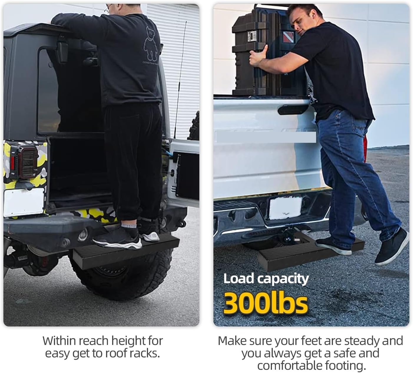 Trailer Hitches, Pickups Hitch Step Anti Slip and Rust Towing Bumper Guard 60CM Hitch Steps with Pin Fits 2 Inch Receivers for Car SUV Trucks