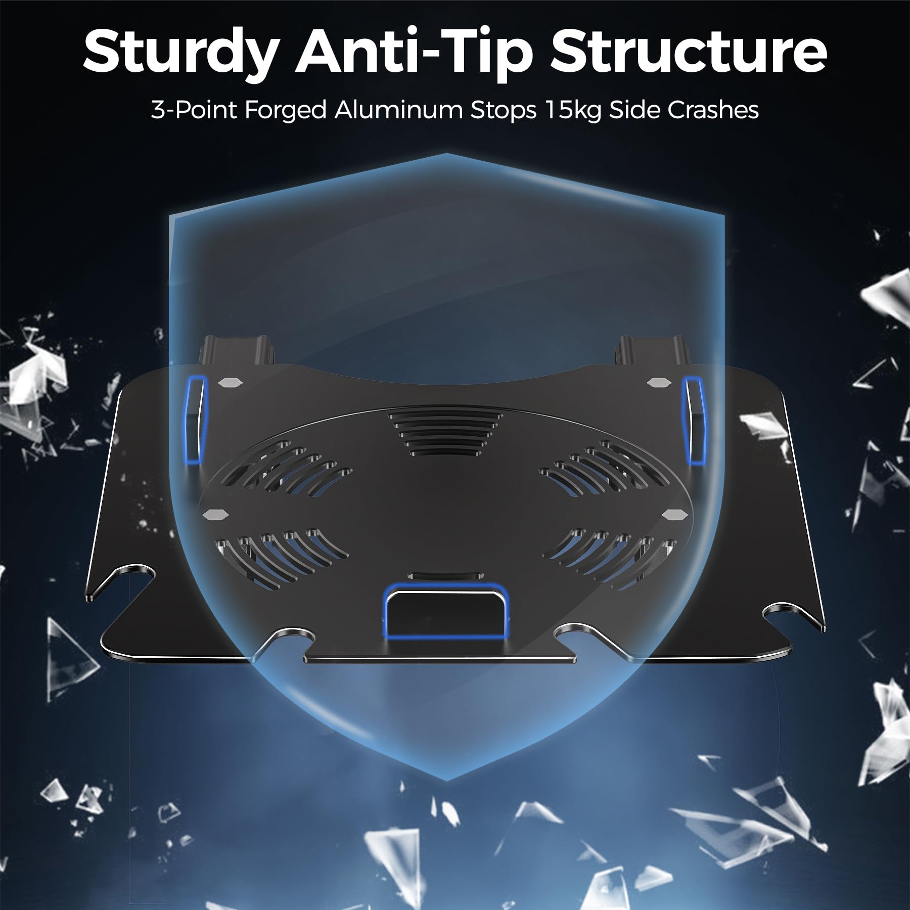 Soporte de pared para Xbox Series X con ventilación de refrigeración, soporte de aluminio plegable con almacenamiento para controlador, base segura y fácil instalación (color negro)