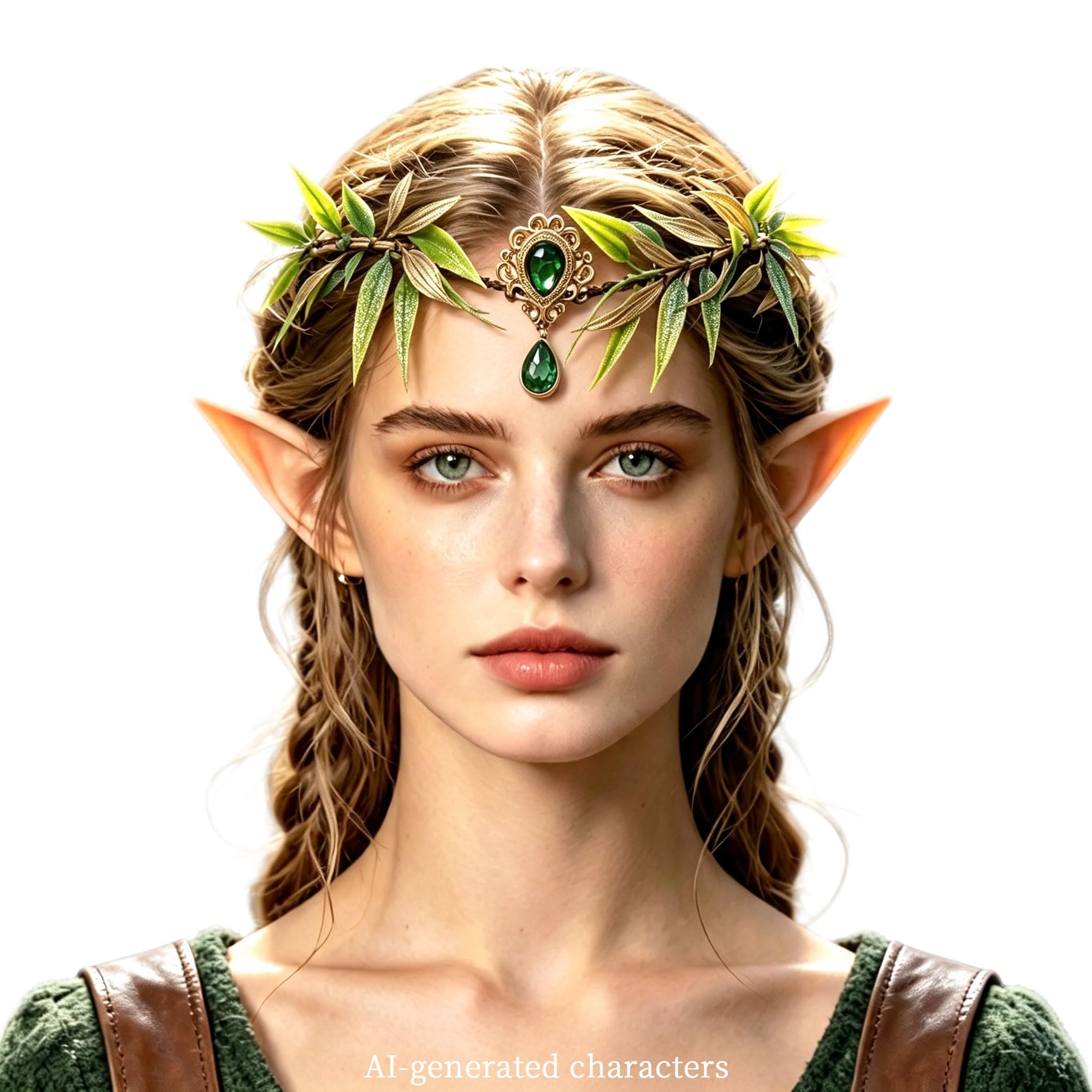 LaVenty Woodland Elf Crown Fairy Costume Medieval Viking Fairy Headpiece, Pink - Image 9