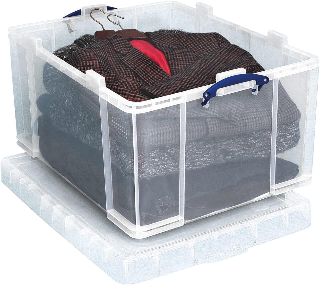 Pasha Traders Transparent Really Useful Box Plastic Storage 145 Litre Clear