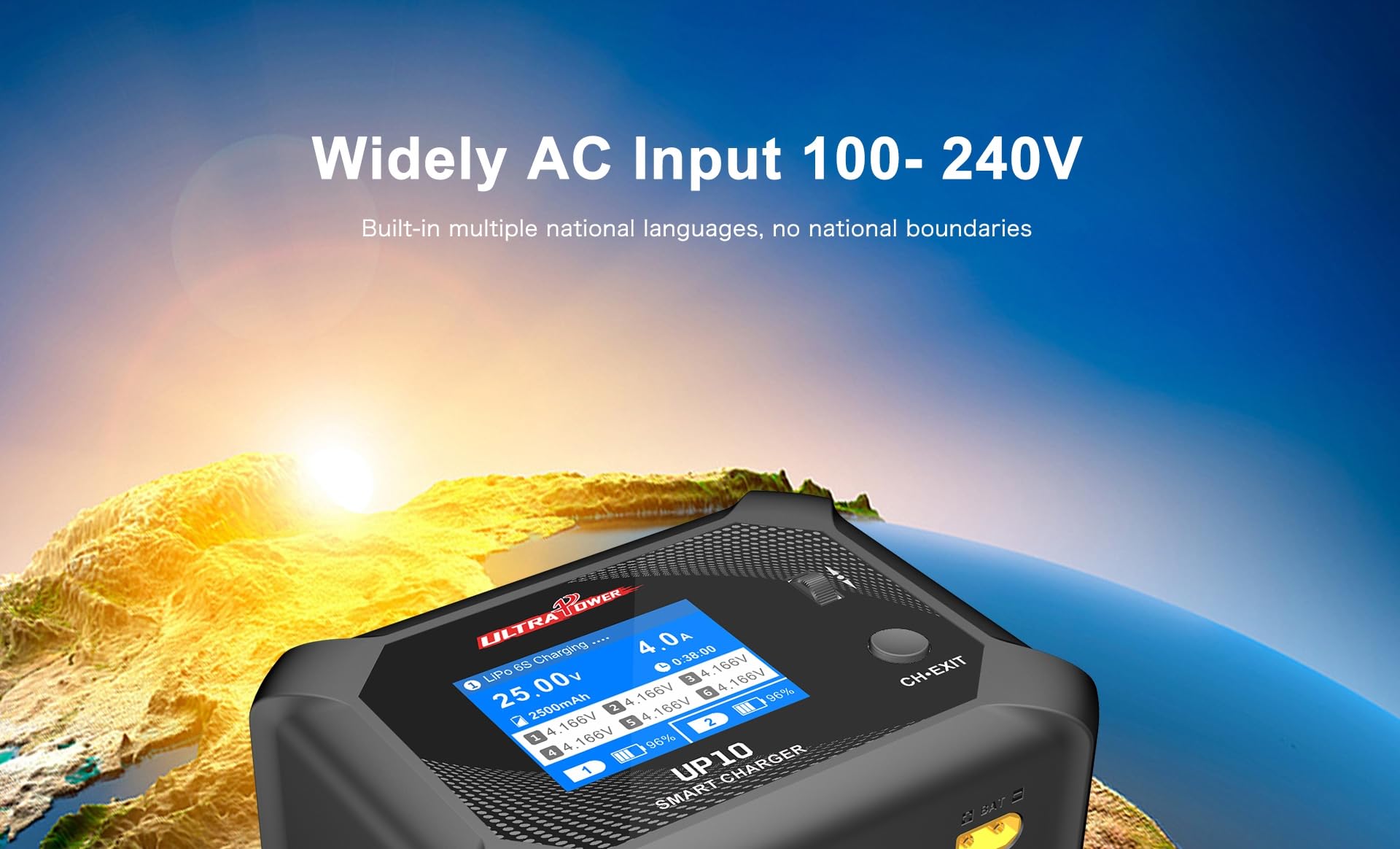 YUNIQUE GREEN-CLEAN-POWER UP10 Caricabatterie AC/DC 2X100W 10A - Caricabatterie Doppio Canale con Bilanciamento Intelligente per Batterie LiPo LiFe LiHV NiMH NiCd