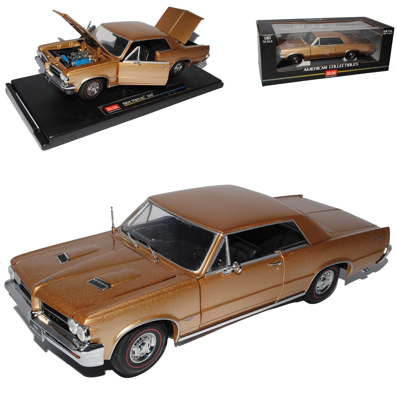 SUNSTAR PONTIAC 1964' 1/18 ポンティアックGTO Sun Star Pontiac GTO 1964 Coupe Gold Silber 1/18 Modell Auto