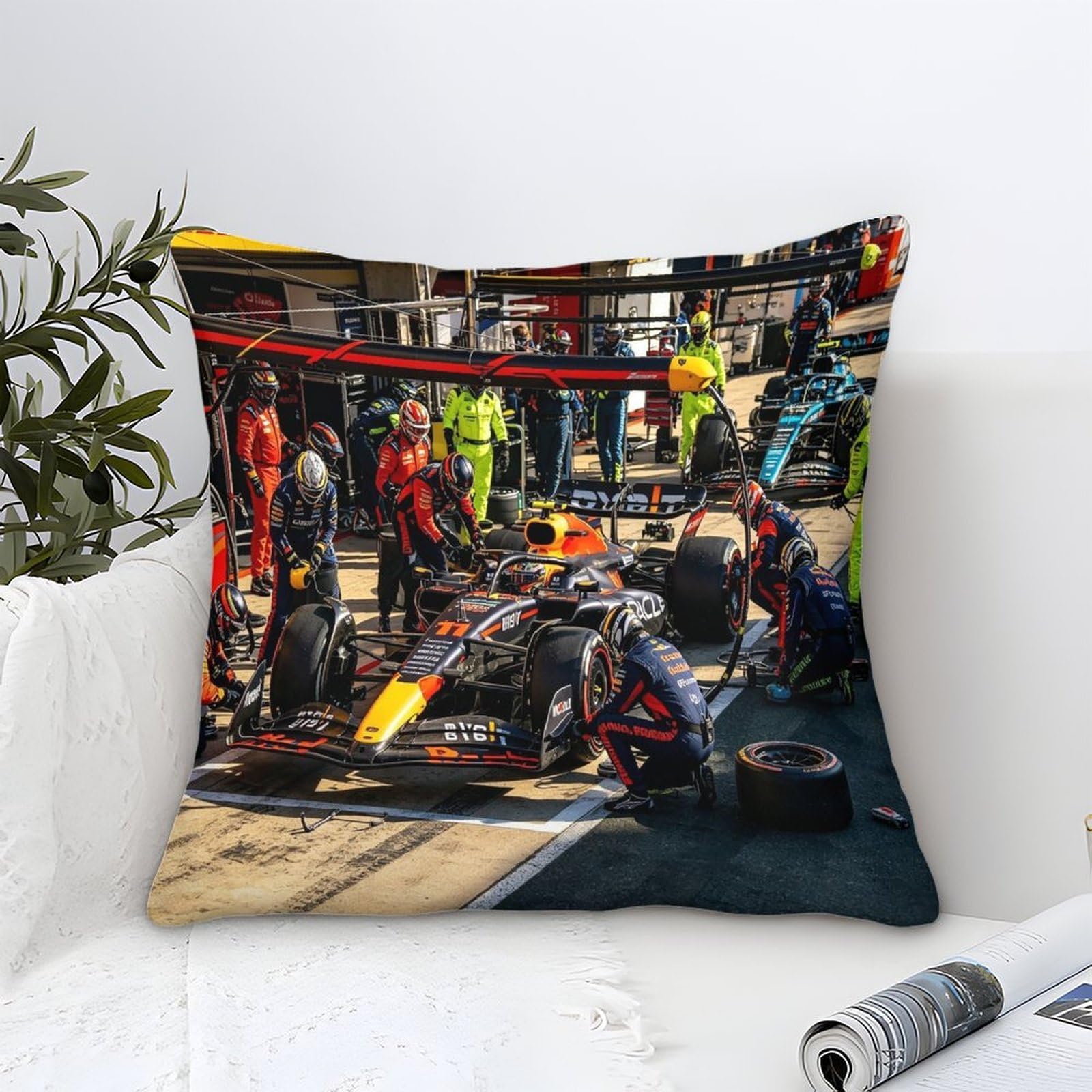 3U6C4M9K Formulaa Racing Cushion Covers 50x50cm, Pit Stop Throw Pillow Covers Microfiber Square Accent Pillow for Living Room Bedroom Sofa Couch Bed Decorative Pillowcases
