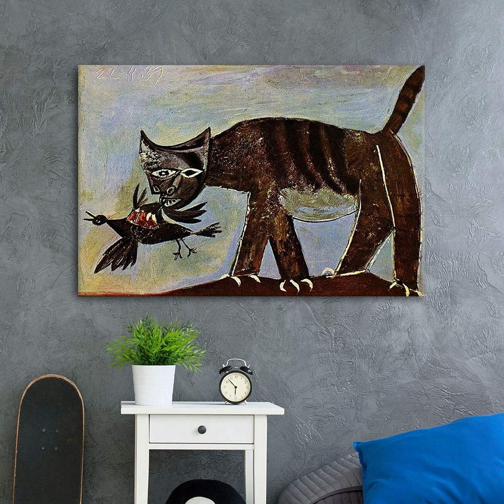 Pablo Picasso Frau Picasso Poster 'Katze Fängt Einen Vogel' - Kunstdruck  Für Wohnzimmer Oder Kinderzimmer (Ungerahmt) Pablo Picasso Berühmte Werke, image size:1000x1000