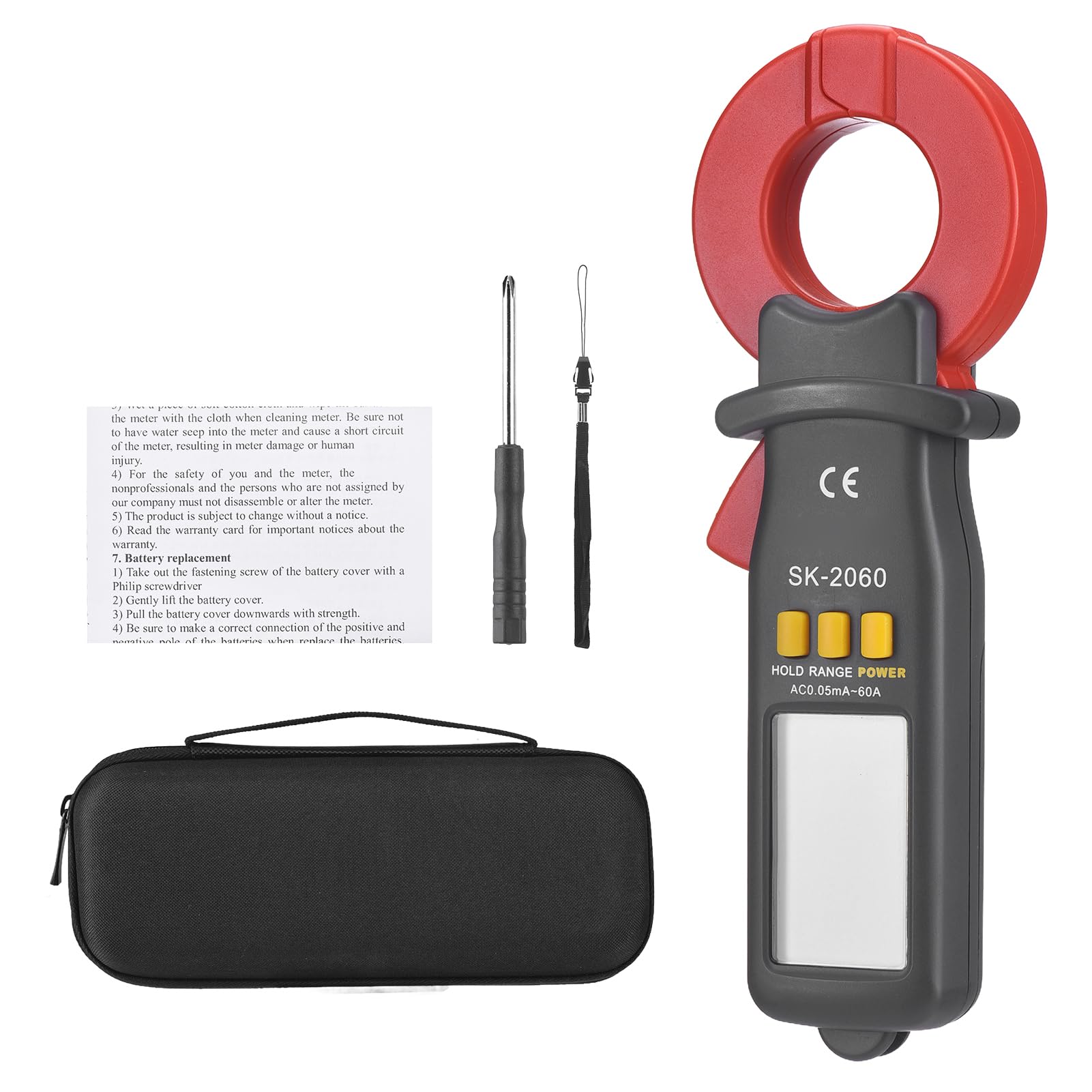 Garosa Pinza Amperometrica Digitale AC DC Misuratore di Dispersione di Corrente 60A Gamma Automatica Microamp Pinza Amperometrica con Apertura Ganascia da 30 Mm per Misurazioni Elettriche