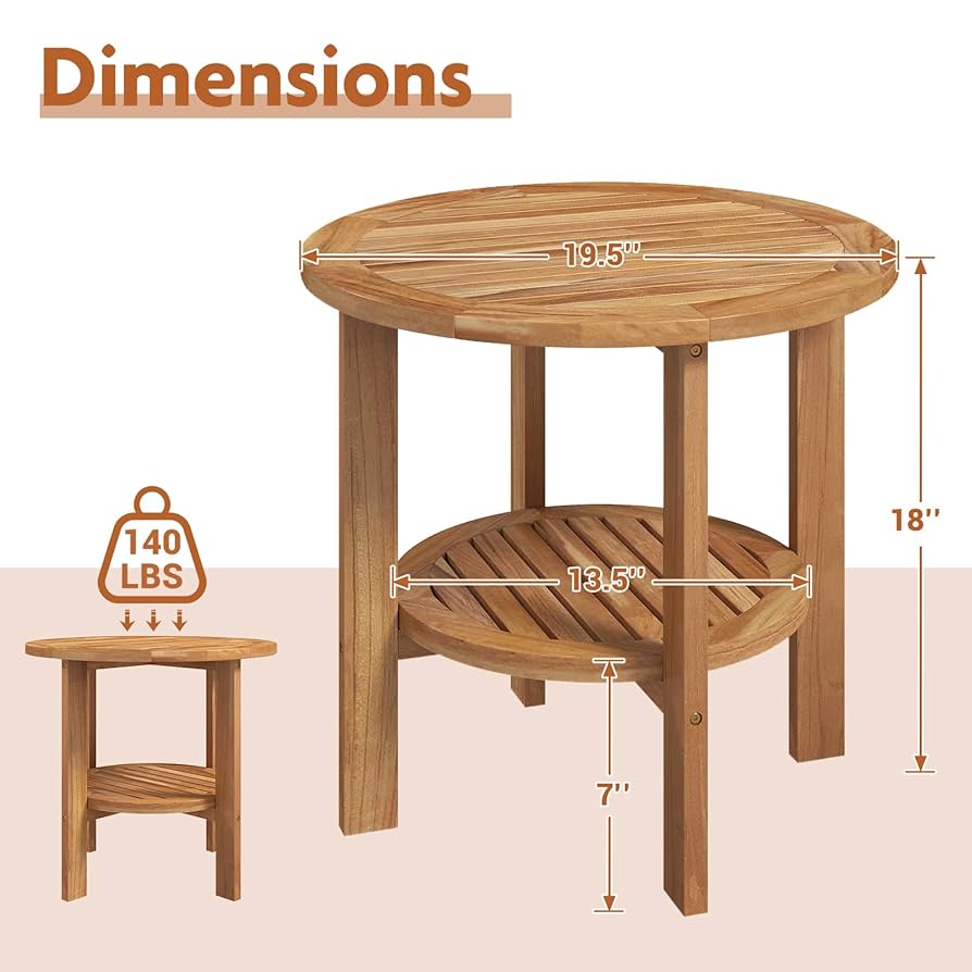 Amazon.com: Tangkula Outdoor Round Side Table, Teak Wood