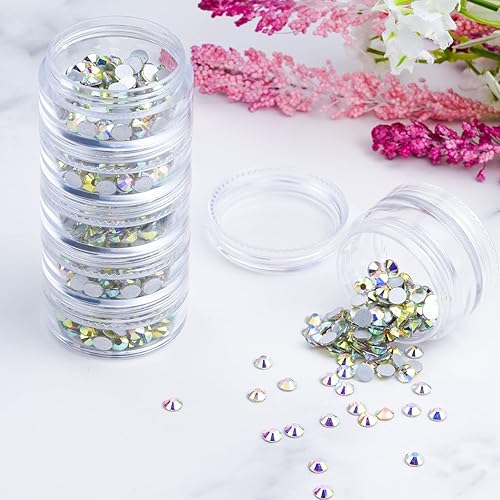 Miniatura 6 de Fengek 6 juegos de recipientes de plástico apilables de 6 capas, caja de almacenamiento transparente de cosméticos de 0.35 oz/0.3 fl oz, tarros