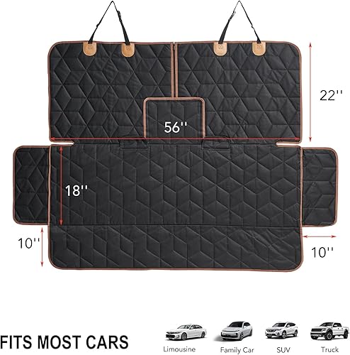 Miniatura 5 de Funda de asiento de coche para perro, impermeable, para asiento trasero con ventana visual de malla, a prueba de arañazos, antideslizante, funda de