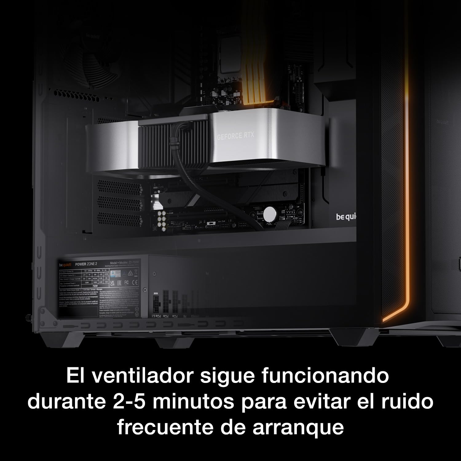 be quiet! Power Zone 2 1000W Fuente de alimentación, 80 Plus® Platinum, Cybenetics Platinum, refrigeración semipasiva, Ventilador Pure Wings 3, ATX 3.1, PCIe 5.1, Conector 12V-2x6, raíl de 12 V