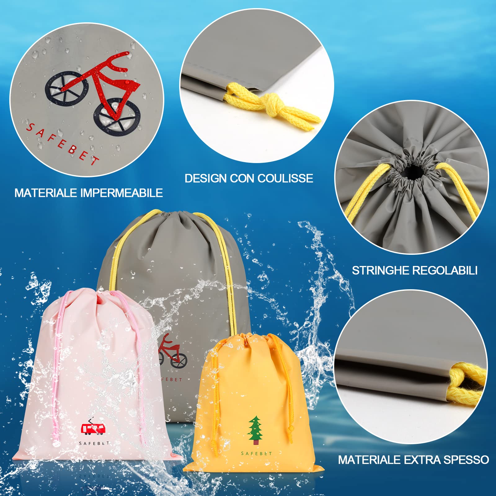 Annhao Impermeabile Sacca Sportiva, 10 Pcs da Ginnastica, Asilo, per Palestra Borsa da Viaggio Zainetto Scarpe Scuola Stoffa per Bambini Adulti