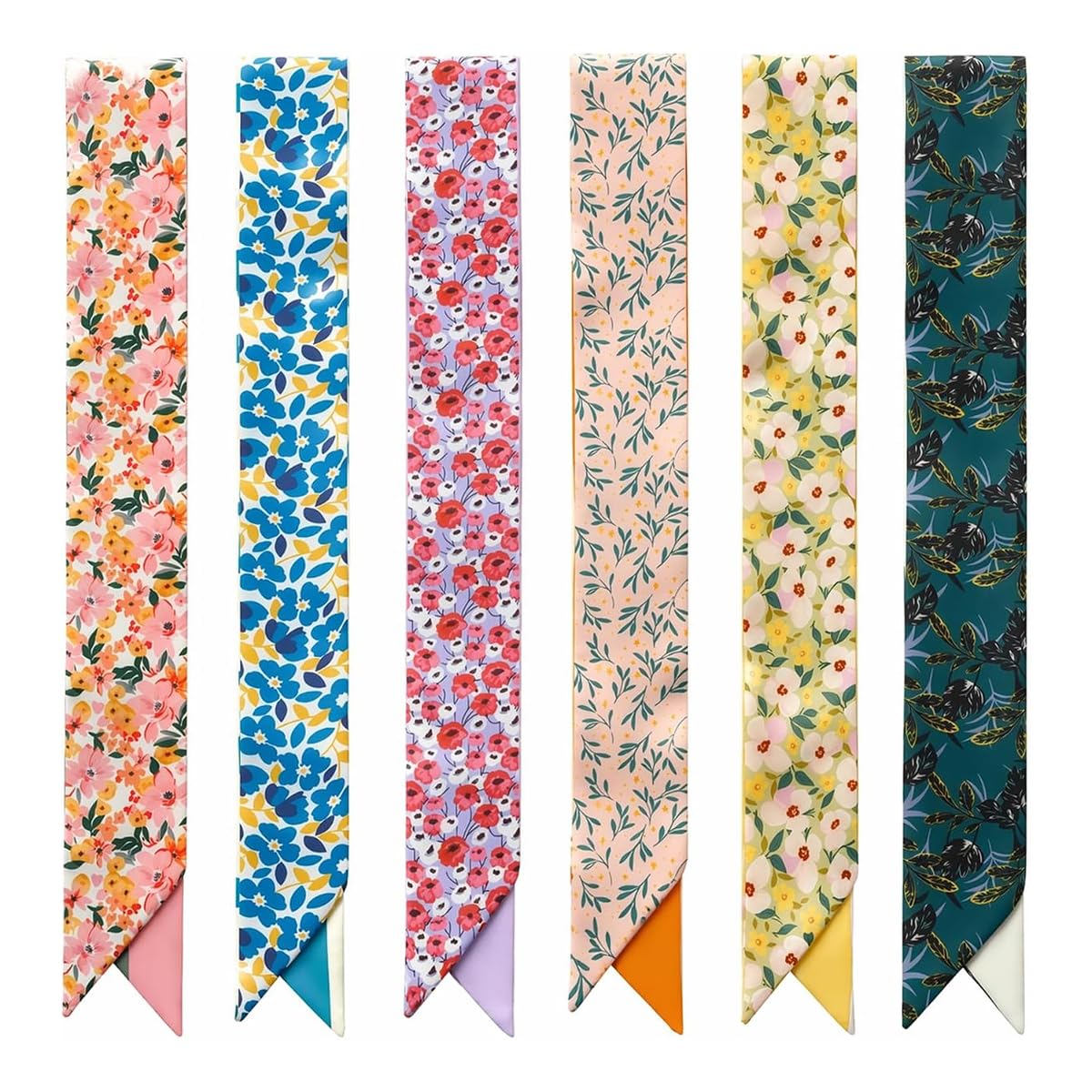 sannidhi Hair Scarf for Women Stylish Boho Silk Scarf for Women Assorted Floral Prints Neck Scarfs Small Scarves for Hair Styling and Handbag Accessories-picture-24