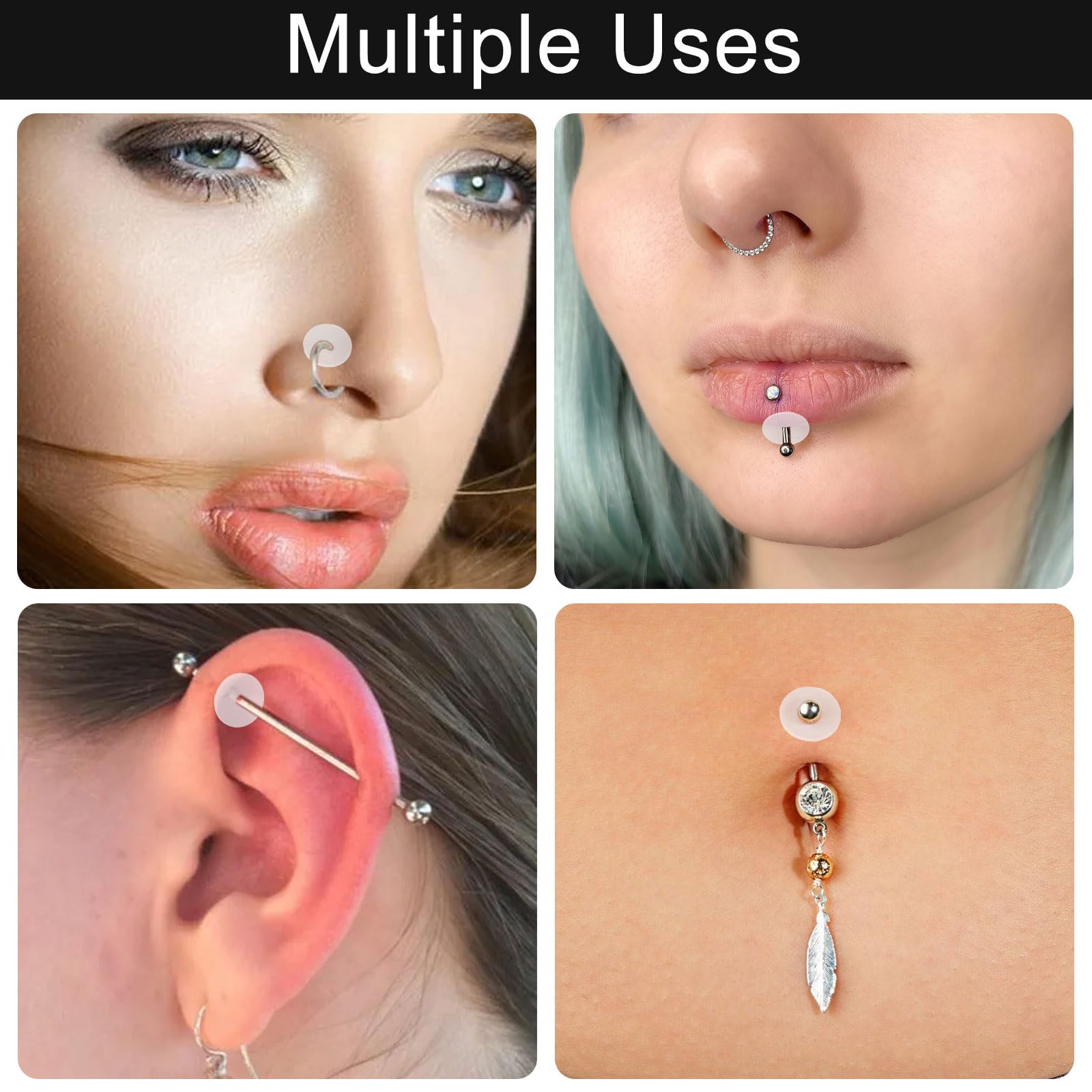TNSLAND 60 unidades de tamaño mixto anti carne silvestre disco de carne silvestre piercing 7 mm 9 mm no pull piercing disc carne salvaje plaquetas pendientes pendientes lóbulos de la oreja parches par