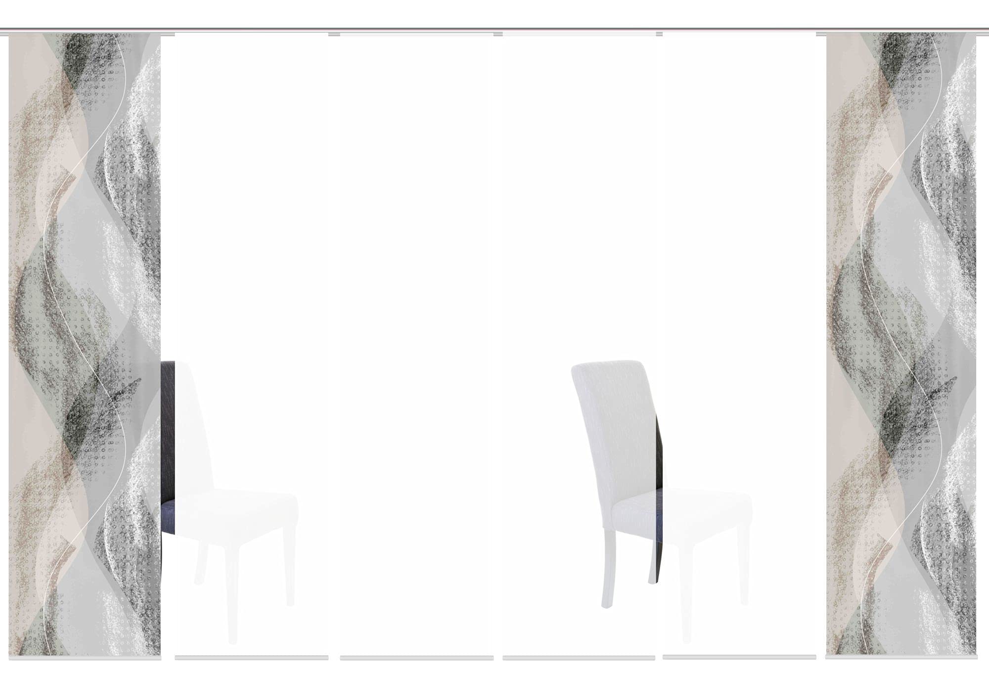 6er-Set Schiebevorhänge Amara Blickdicht, Höhe 245 cm, Stein