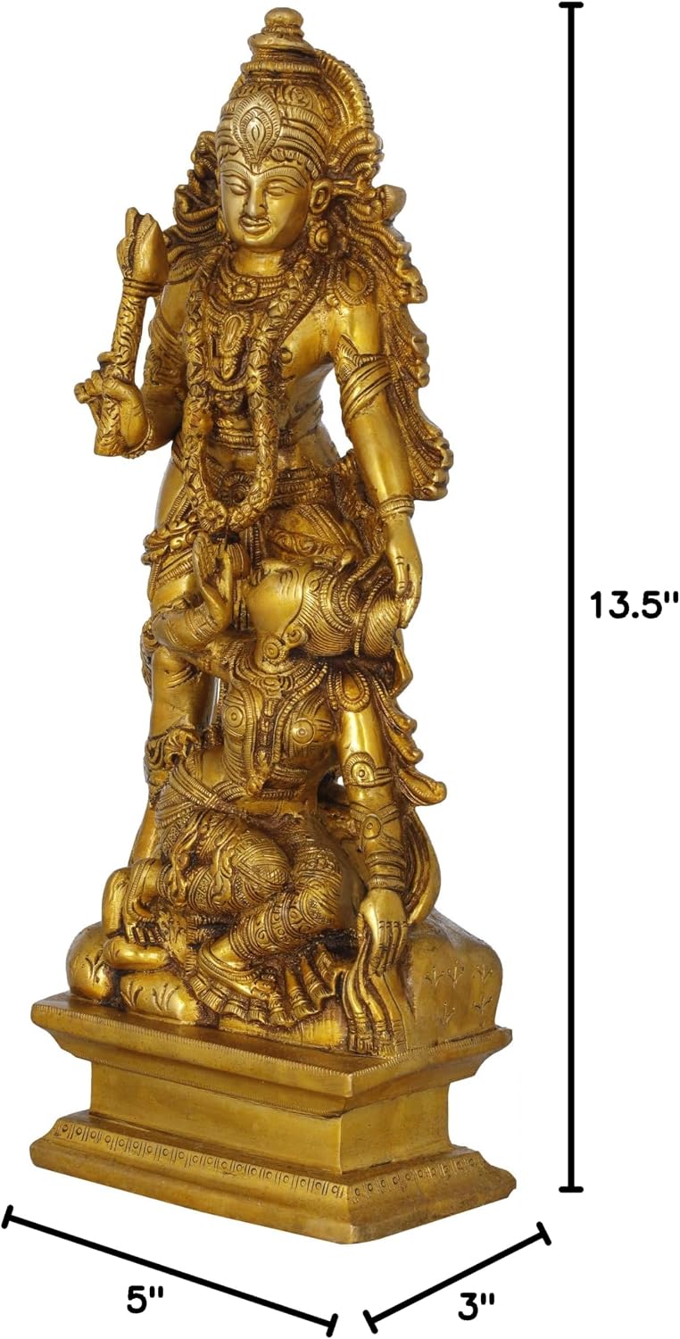 Exotic India Kamadeva and Rati - Brass Statue - Color Natural Brass Color