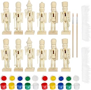 Christmas Wooden Nutcrackers Unpainted Nutcracker 12Pcs Christmas Unfinished Nutcracker Figures DIY Nutcracker Blank Nutcracker
