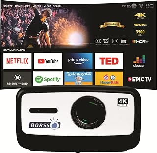 BORSSO Ultima Curve Ultra, Android 15 (4GB+128GB) Octa Core CPU, Closed Engine, 4K HDR10+, MEMC, Projector 4K Ultra HD, Ul... Price In India