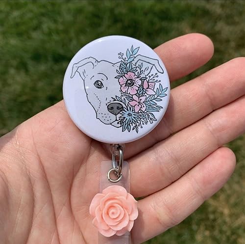 Miniatura 2 de Pitbull Terrier Dog Badge Reel Retractable for ID or Key Card Badge Holder Gift Nurse (Badge Holder - Alligator Clip)
