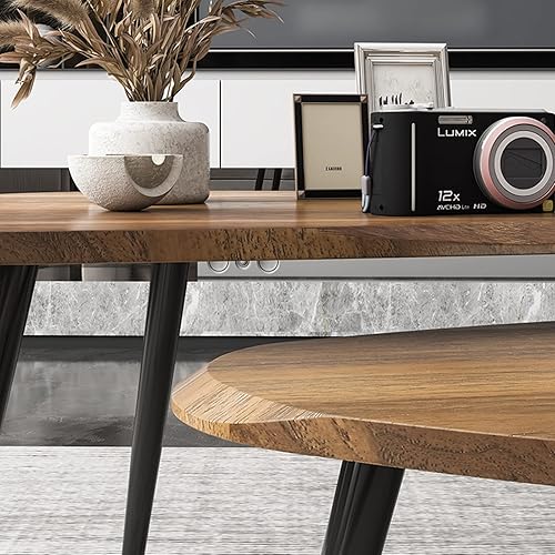 Miniatura 5 de 2 juegos de mesa auxiliar irregular de lujo para sala de estar, mesa auxiliar creativa de madera para sofá, mesa auxiliar moderna minimalista para