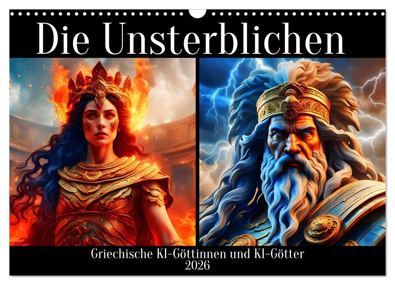 The Immortals - Greek AI goddesses and AI gods UK-Version (Wall Calendar 2026 DIN A3 Landscape), CALVENDO 12 Month Wall Calendar โ image 1