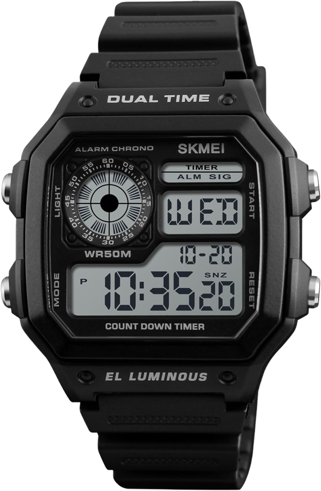 Wrist Watch for Men, Digital Sports Waterproof Watch with Dual Time Chronograph Countdown Alarm Backlight