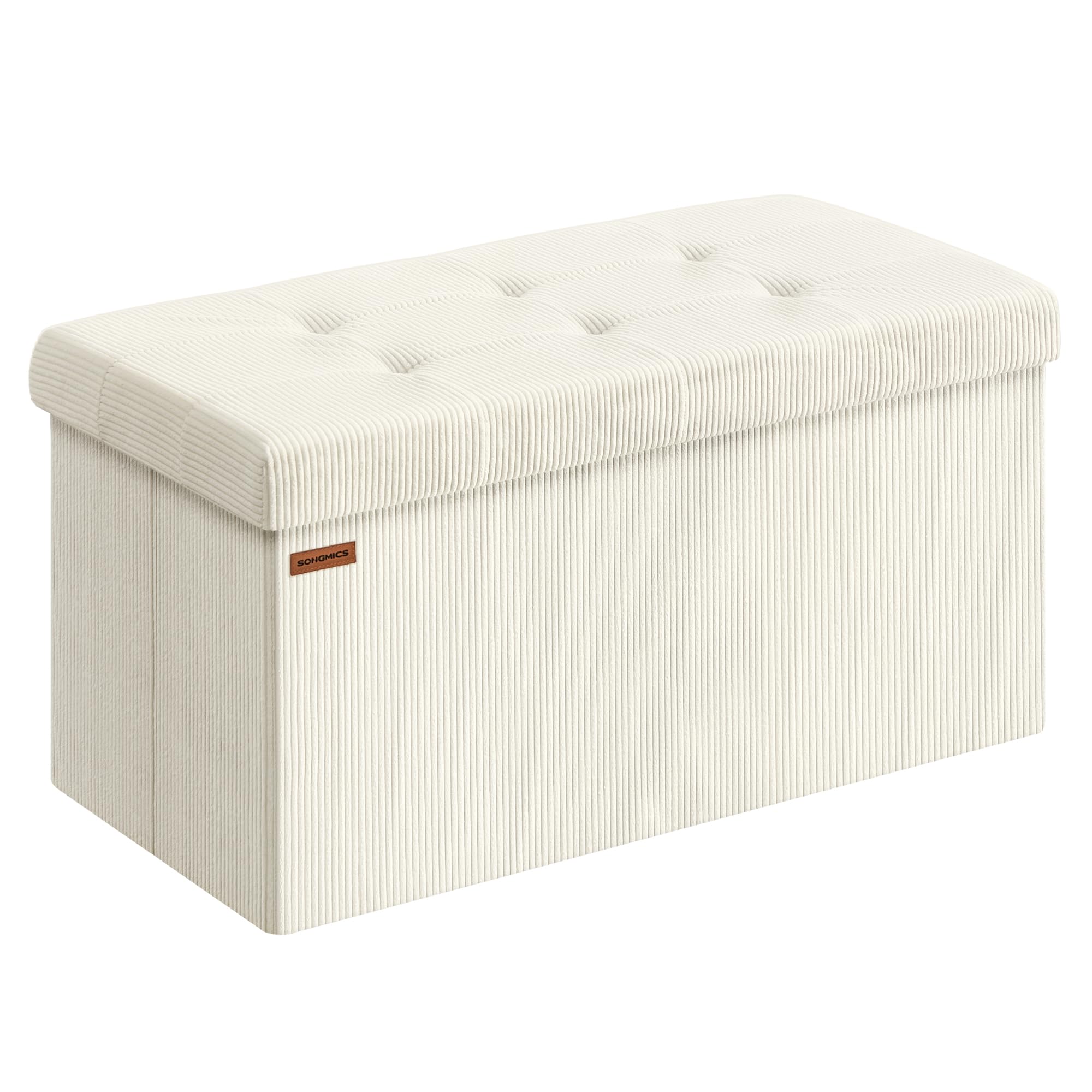 Puff SONGMICS Plegable: Baúl de Almacenaje Blanco Crema 300 kg
