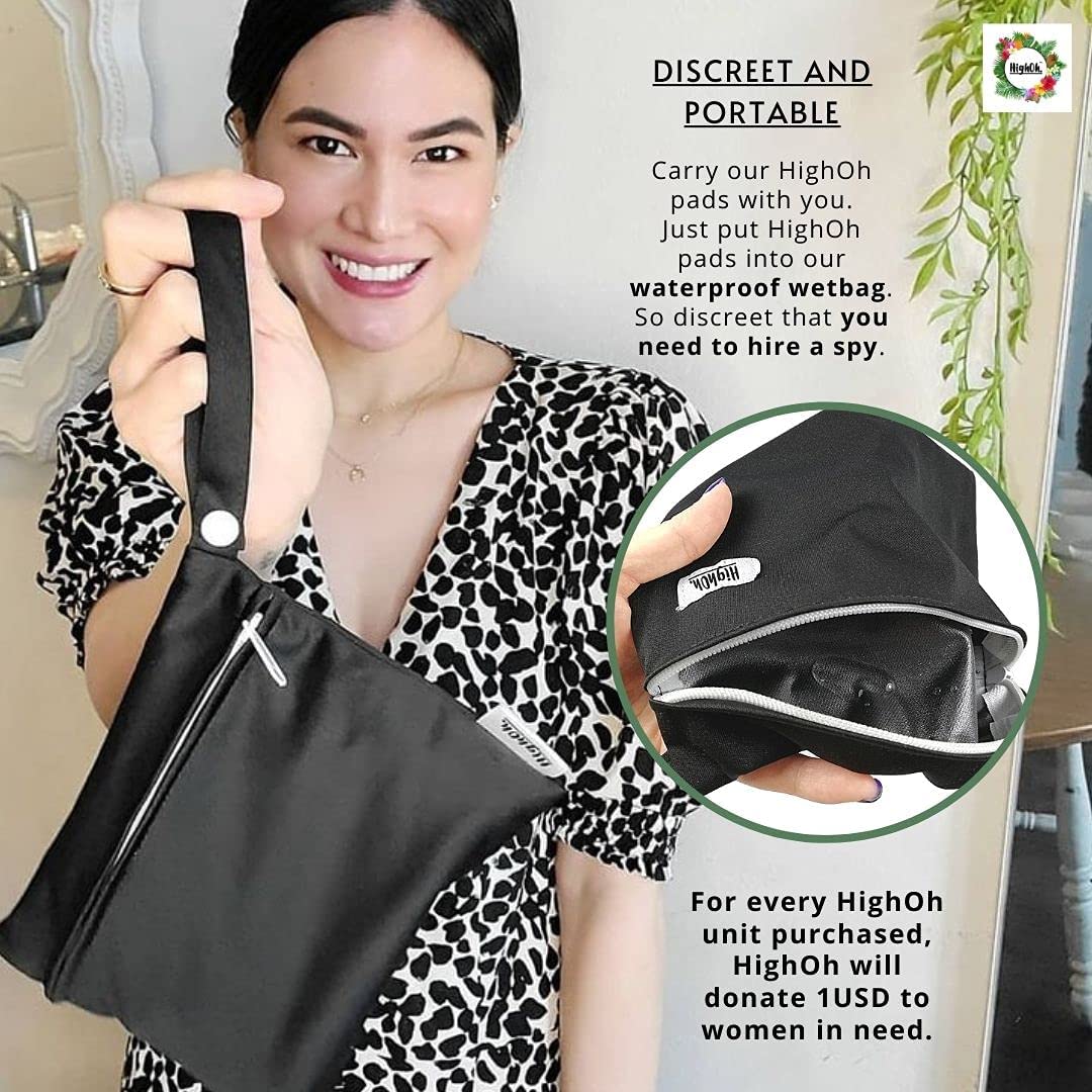 Kit de inicio de período, almohadilla menstrual de carbón de bambú suave y lavable, soporte para vejiga y almohadillas para incontinencia, servilletas sanitarias reutilizables, 6 almohadillas de