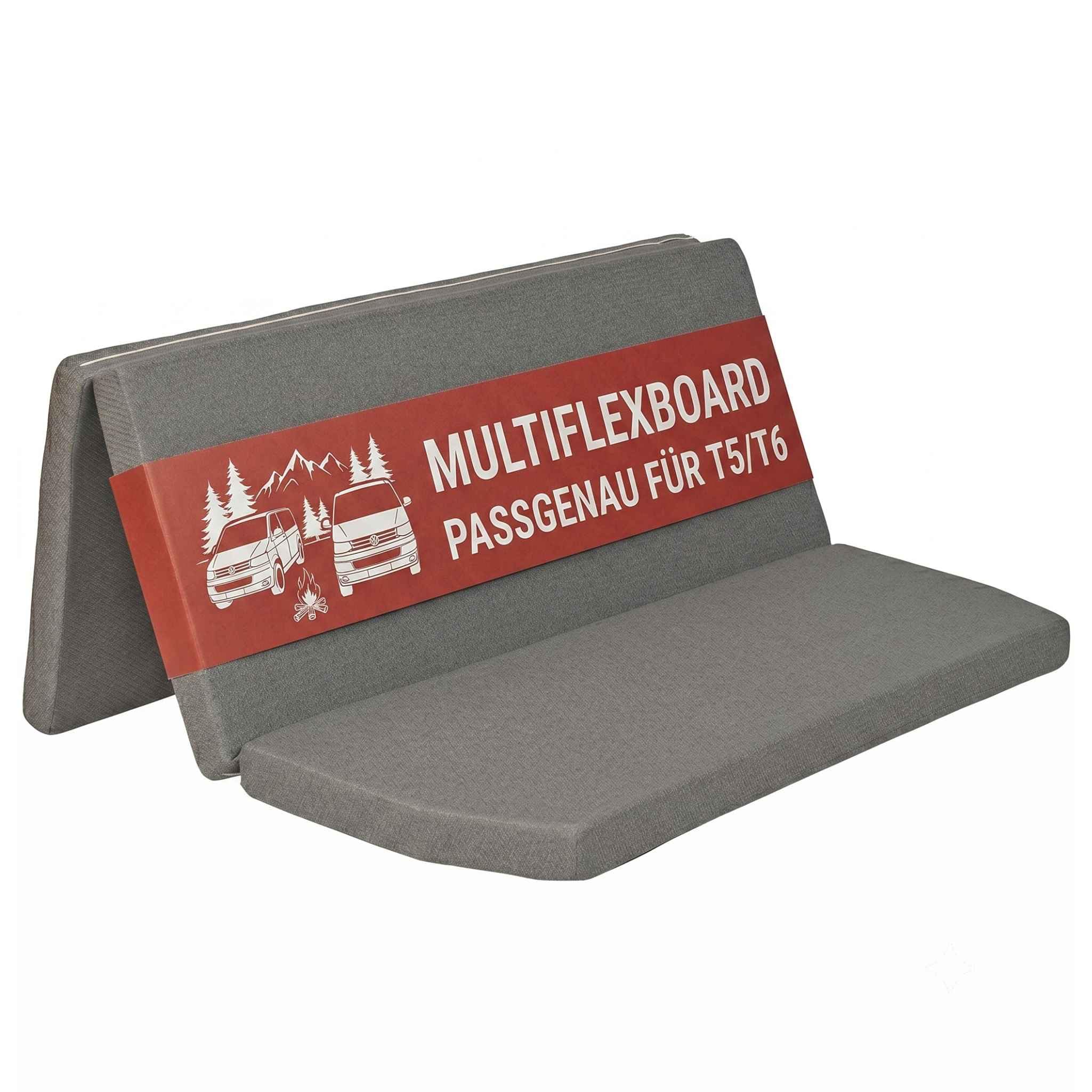 Camper’s Delight Colchón Plegable VW Van T5 T6 T6.1 | Colchoneta Viscoelástica Camper Furgoneta California Beach Transporter | Cama Plegable Multiflex Camping Caravana Viajes 148x185x8cm Gris