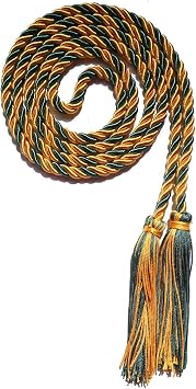 Graduation Honor Cord Two-Color Braided Grad DaysGold Green