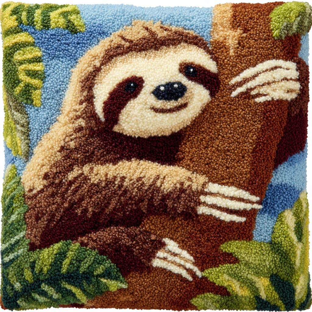 Henypt DIY Latch Hook Pillow Case Kit Sloth