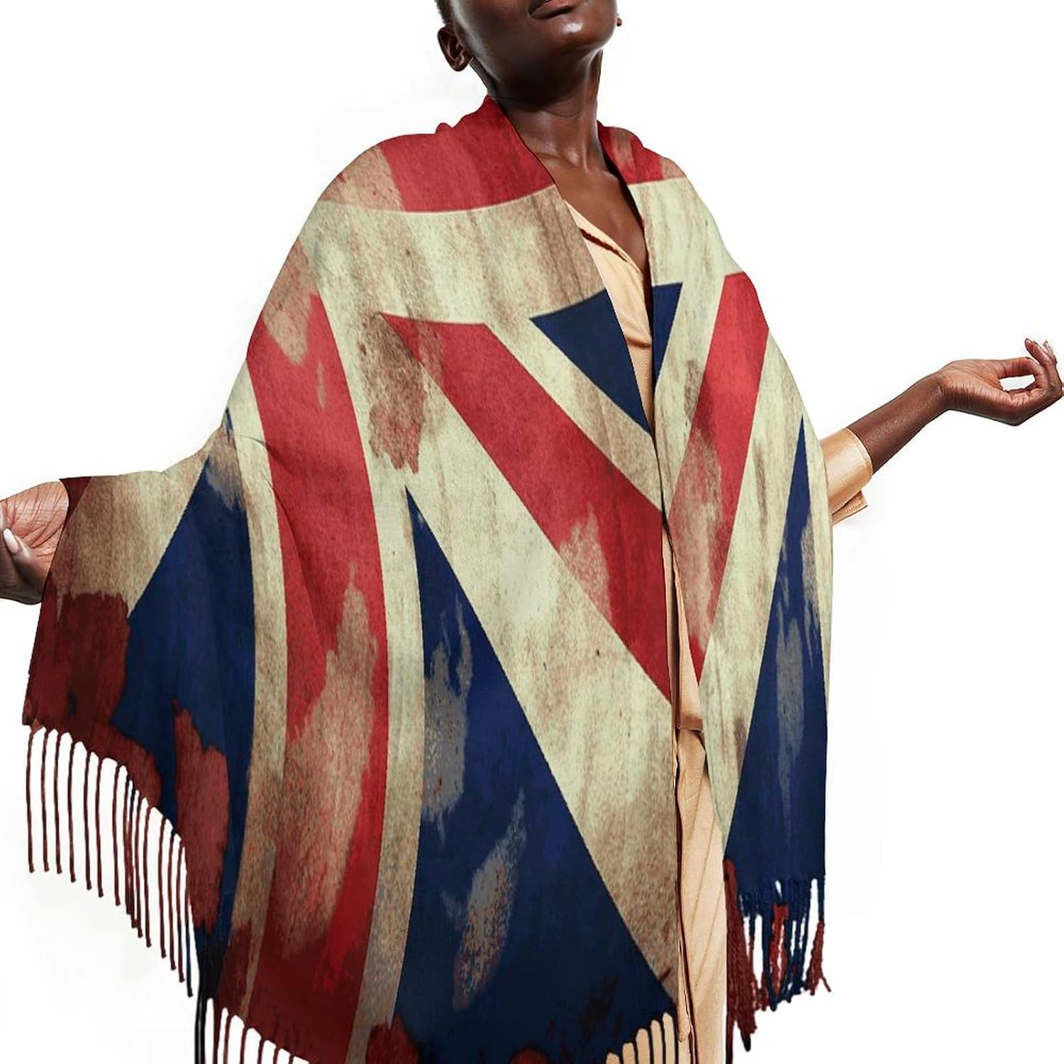 Vintage Union Jack British Flag Scarf for Women Men Soft Warm Fashion Blanket Scarves Classic Cashmere Feel Scarf Long Shawl Large Scarves Cold Weather Thick Blanket Scarfs