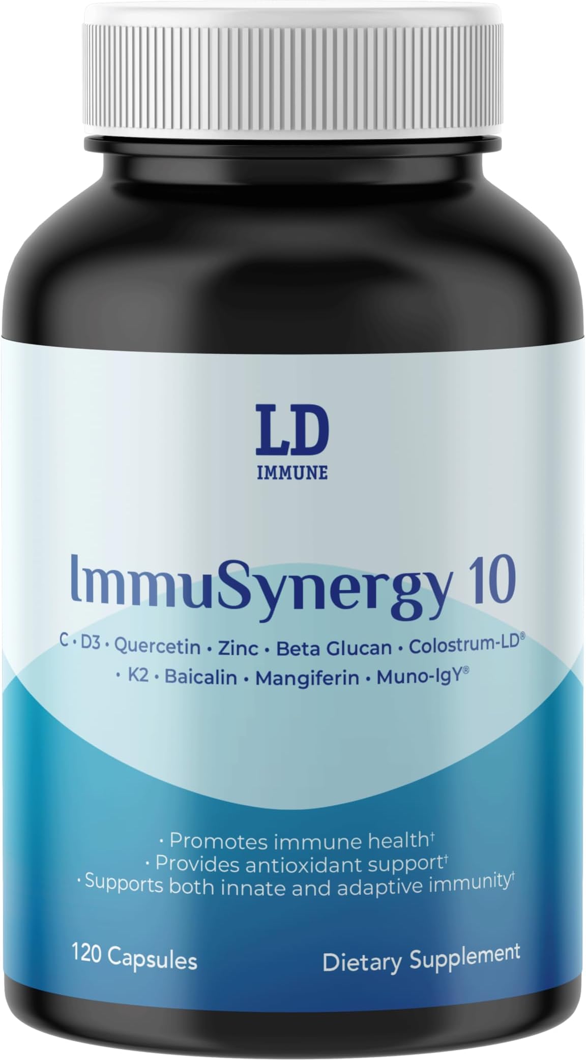 Colostrum-LD ImmuSynergy 10 Capsules - 120 Count-Immune Fortifying Ingredients - Vitamin C, D3, Zinc, Beta Glucan, Quercetin