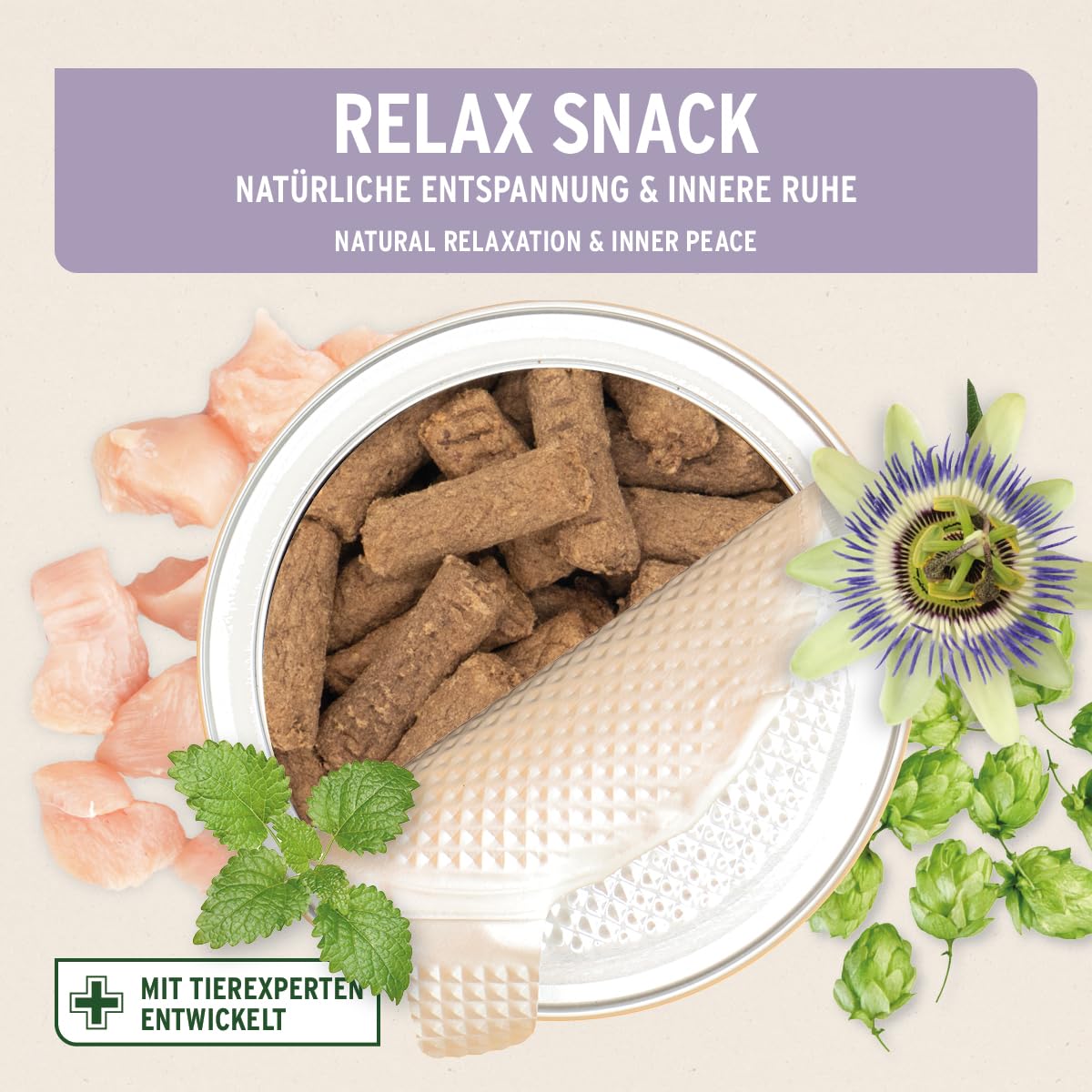 AniForte Relax Snack für Hunde 300g - Natürliche Entspannung & Beruhigung, Anti Stress Snack, mit Baldrian, Melisse, Rosmarin, unterstützt bei Stresssituationen, Angst, Nervosität