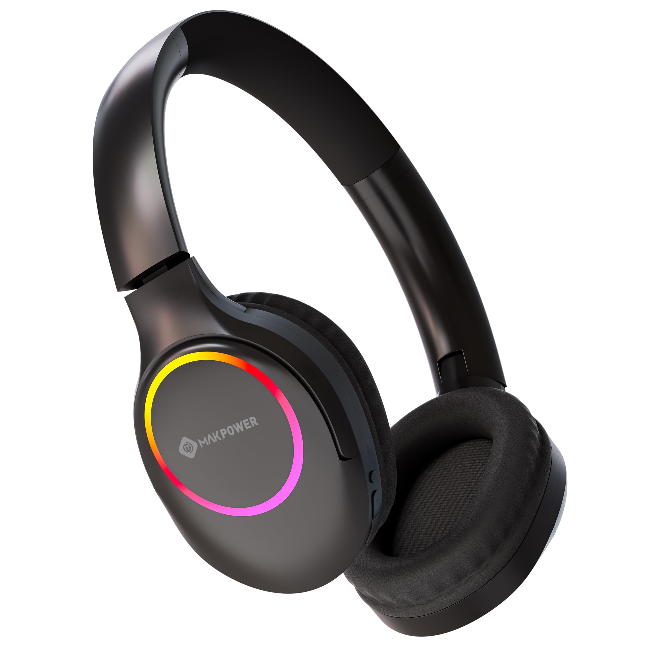 MAKPOWER Crusher Wireless Over-Ear Bluetooth Headphones, 60Hrs Playtime, Bluetooth 6.0, Lightweight and Comfortable Built-in Mic for Gaming Calls Music, Low Latency, Foldable (Black)-image-30