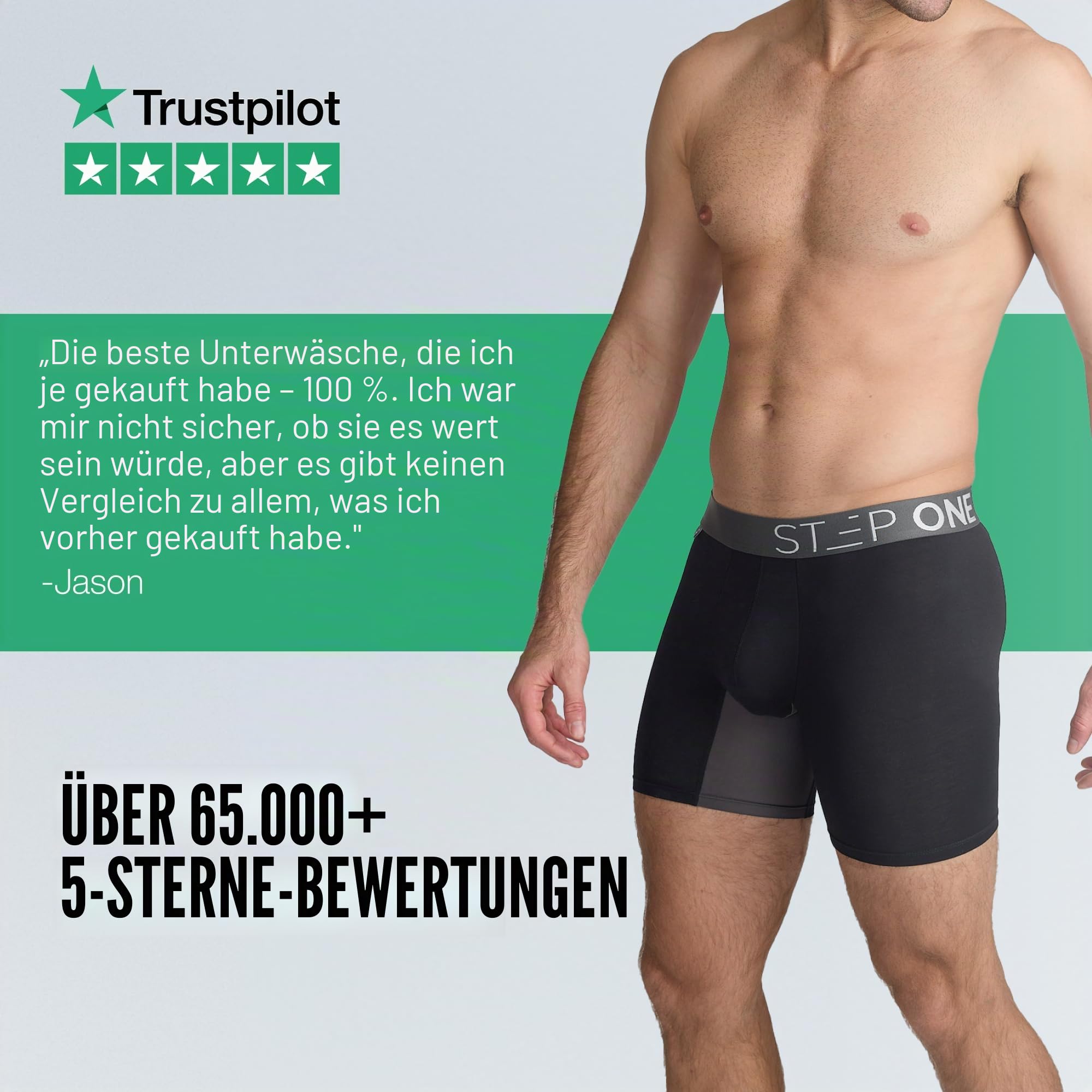 STEP ONE Boxershorts Herren - 5er Pack Feuchtigkeitsabweisende Unterhosen Männer, Herren Unterhosen Boxershorts mit 3D Tasche + Scheuerschutz, Organische Bambus Unterwäsche