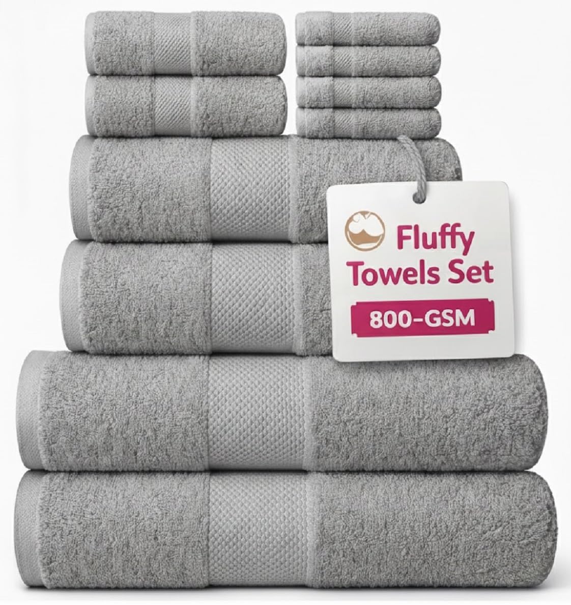EDB Premium Super Jumbo Extra Large Bath Sheet 100% Egyptian Cotton 800-GSM Soft Towels Quick Dry Highly Absorbent Face Cloth, Hand Towel, Bath Towel Hotel, Gym Quality (Silver, 2X Bath Towel)